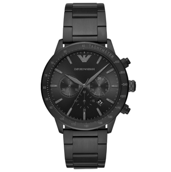Emporio Armani Chronograph Black IP Bracelet Watch | Ernest Jones