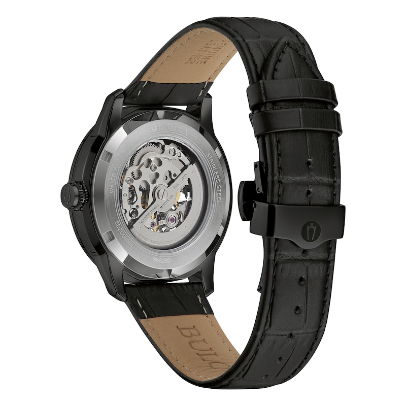 Bulova Sutton Men's Black Leather Strap Watch