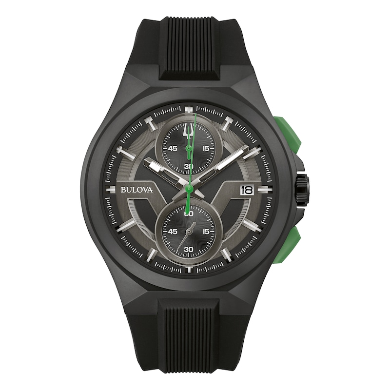 Bulova Maquina Men's Black Silicone Strap Watch