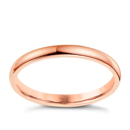 18ct Rose Gold 2mm Extra Heavyweight D Shape Ring