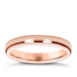18ct Rose Gold 3mm Super Heavyweight Court Ring