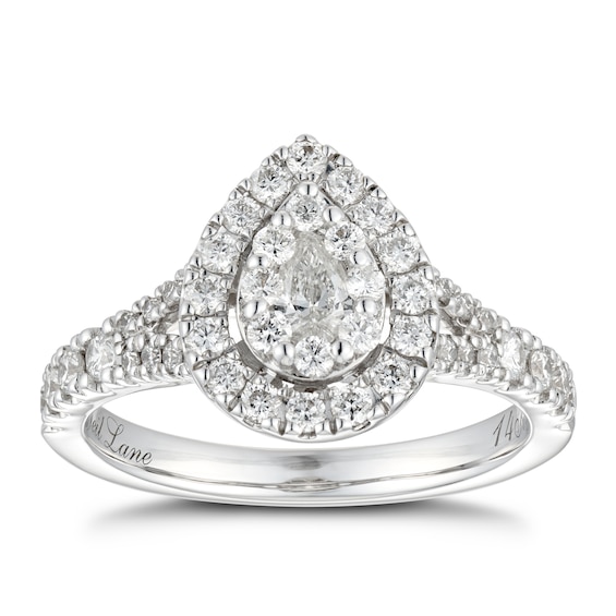 Neil Lane 14ct White Gold 0.81ct Total Diamond Pear Ring