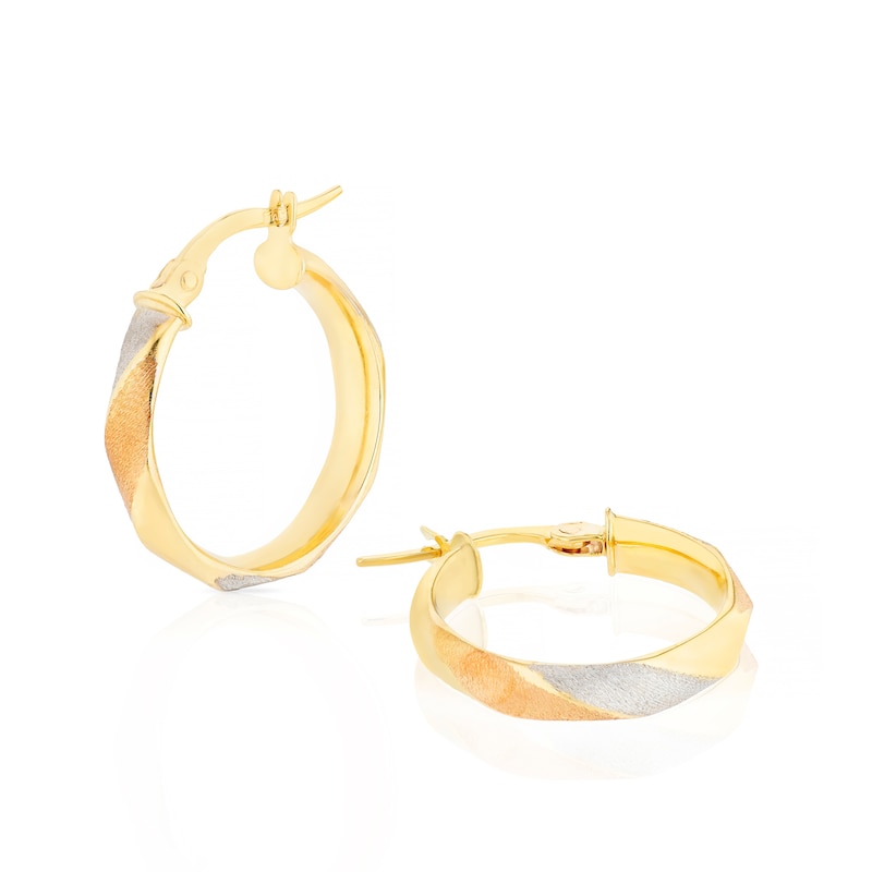 9ct 3 Colour Gold Hoop Earrings