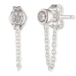 Lauren Ralph Lauren Silver & CZ Chain Drop Earrings