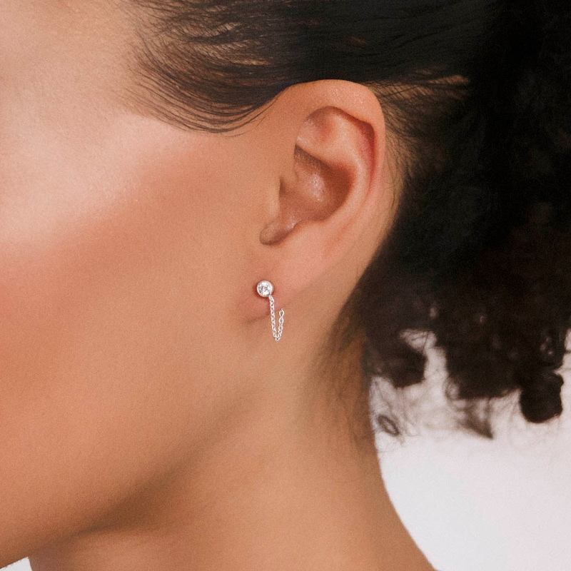 Lauren Ralph Lauren Silver & CZ Chain Drop Earrings