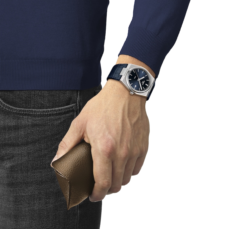 Tissot PRX Men's Blue Leather Strap Watch