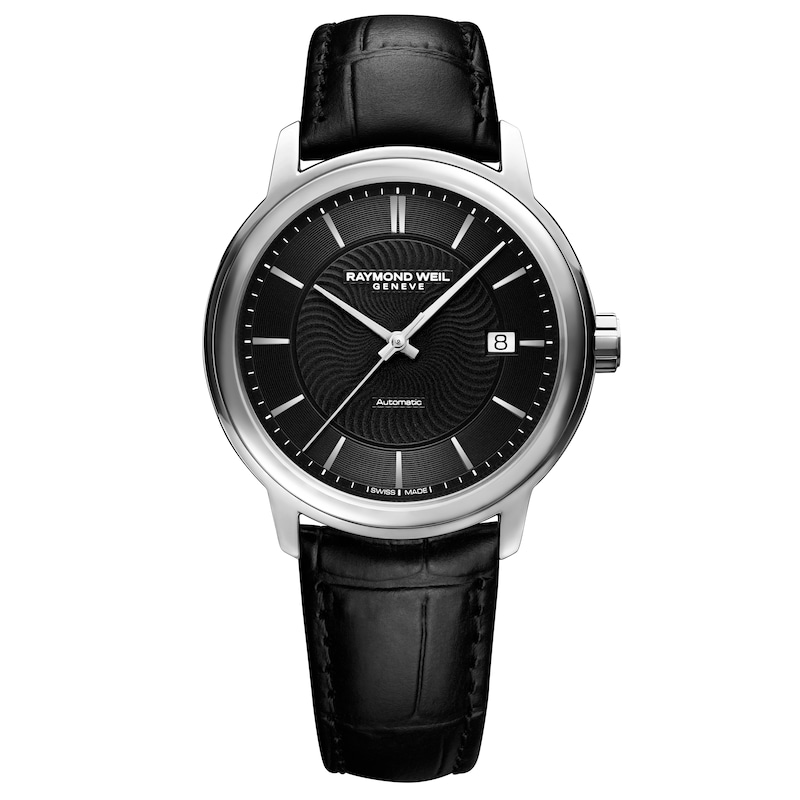 Raymond Weil Maestro Men's Black Leather Strap Watch