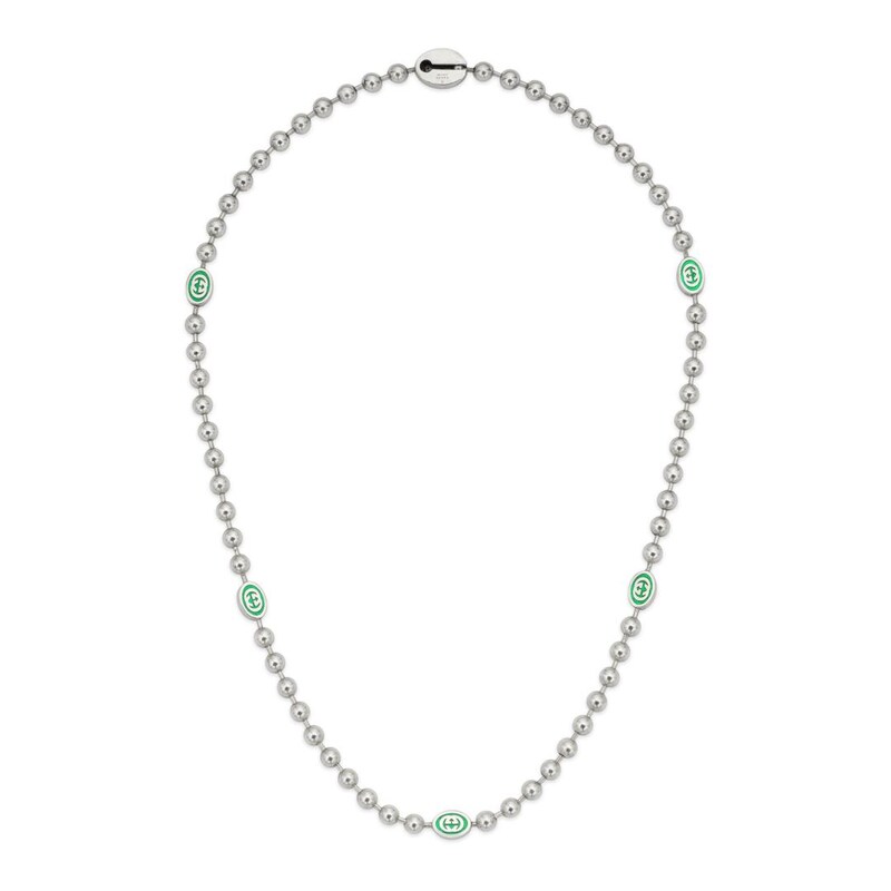Gucci Interlocking G Silver Boule Chain Necklace