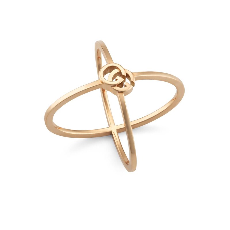 Main Image 1 of Gucci GG Running 18ct Rose Gold Criss Cross Ring (Size N-O)
