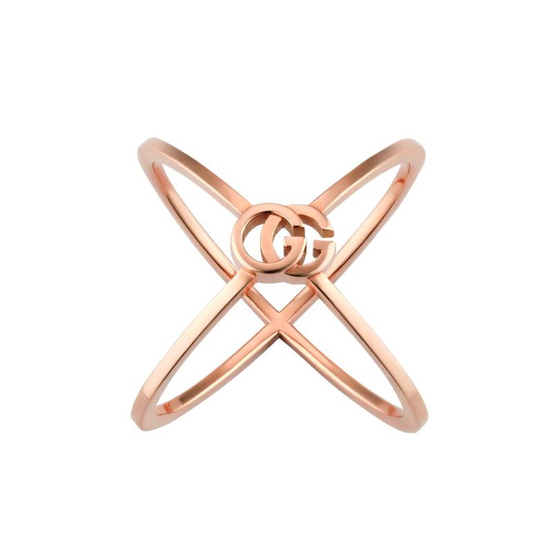 Main Image 2 of Gucci GG Running 18ct Rose Gold Criss Cross Ring (Size N-O)