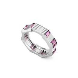 Gucci Link to Love 18ct White Gold & Rubellite Size P Ring