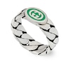 Thumbnail Image 1 of Gucci Interlocking Sterling Silver & Green Enamel Ring (Size N-O)