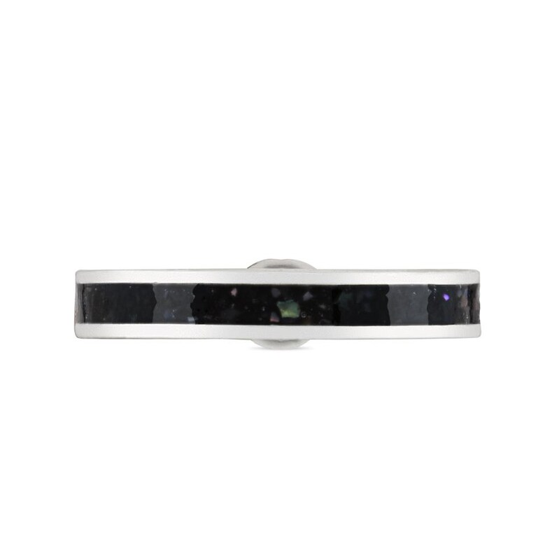 Gucci Interlocking G Sterling Silver & Black Enamel Slim Ring Size M