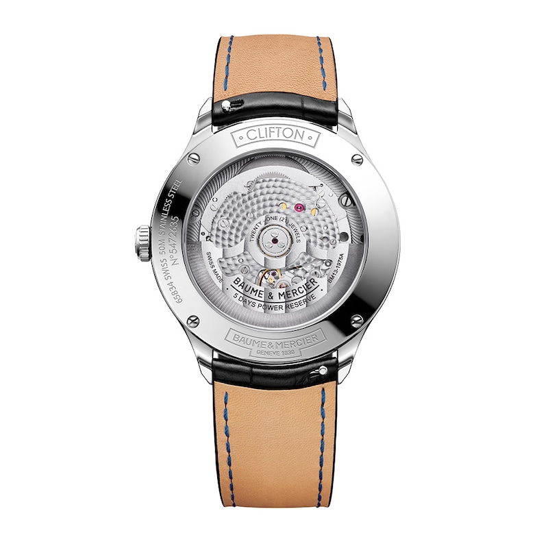 Baume & Mercier Clifton Baumatic Black Leather Strap Watch