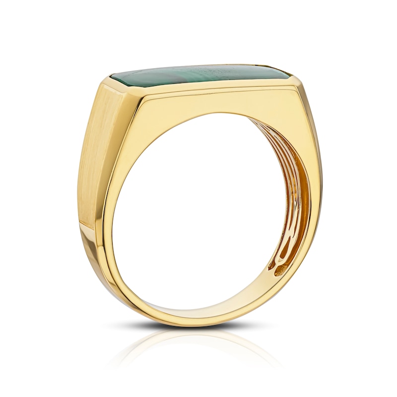 9ct Yellow Gold Men's Malachite Oblong Signet Ring