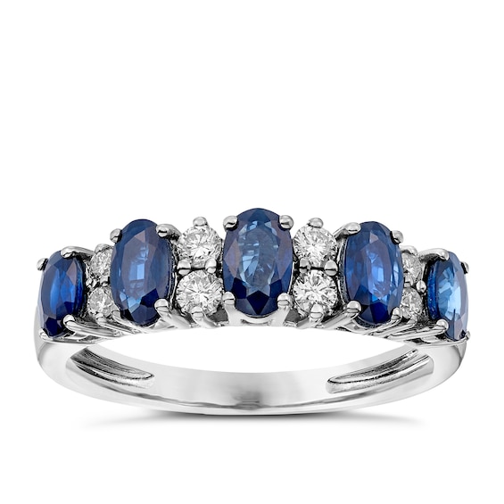 18ct White Gold Sapphire and 0.20ct Diamond Eternity Ring
