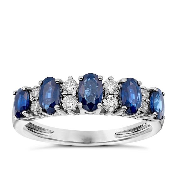 18ct White Gold Sapphire & 0.20ct Diamond Eternity Ring