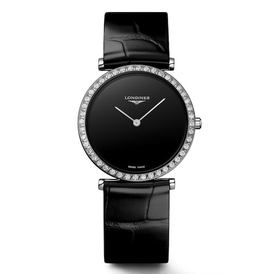 Longines La Grande Classique Ladies’ Black Leather Watch