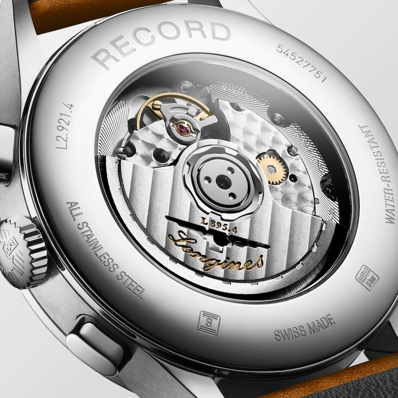 Main Image 2 of Longines Record Men's Brown Leather Strap Watch
