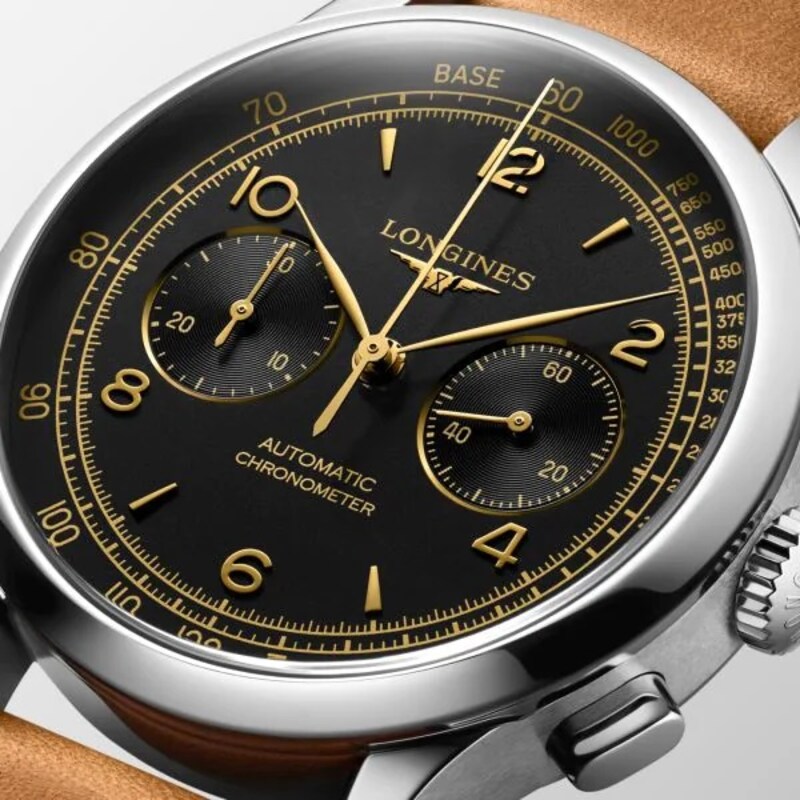 Main Image 3 of Longines Record Men's Brown Leather Strap Watch