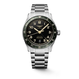Longines Spirit Zulu Time Black Dial & Stainless Steel Bracelet Watch