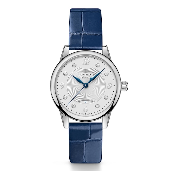 Women's Montblanc Bohéme ' Automatic Blue Leather Strap Watch