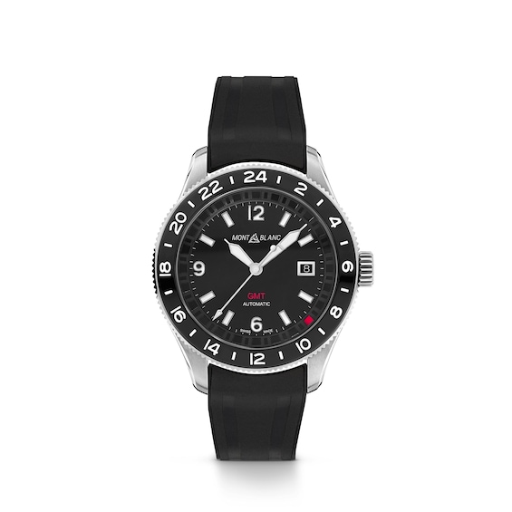 Men's Montblanc 1858 Iced Sea Black Rubber Strap Watch
