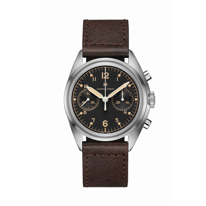 Hamilton Aviation Pioneer Men's Brown Leather Strap Watch