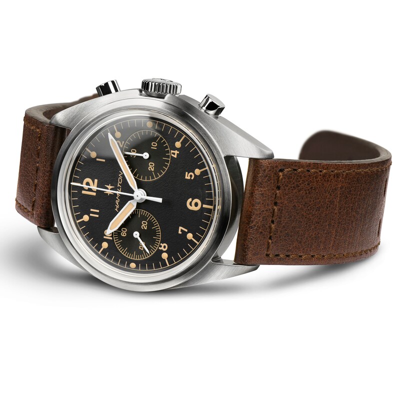 Hamilton Aviation Pioneer Men's Brown Leather Strap Watch