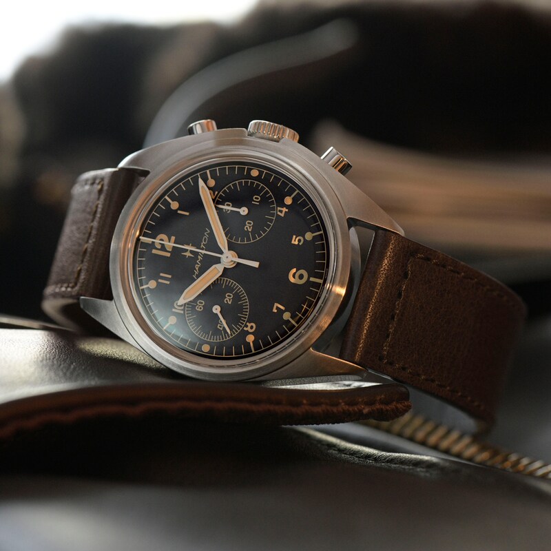 Hamilton Aviation Pioneer Men's Brown Leather Strap Watch