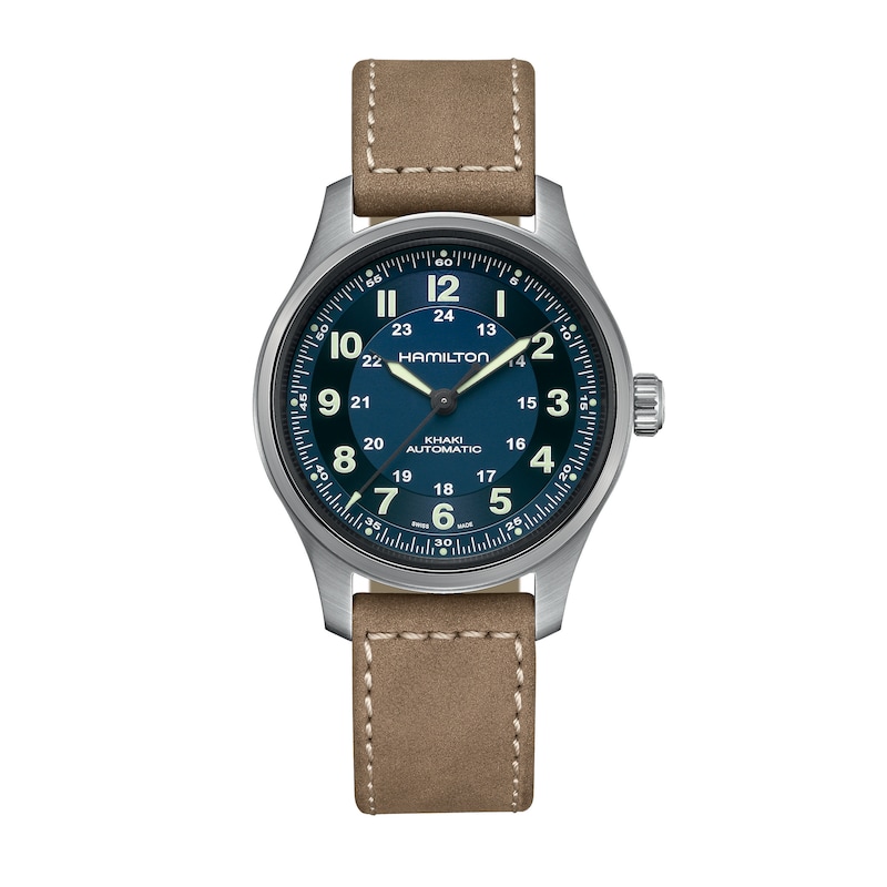 Hamilton Khaki Field Titanium Men's Blue Dial Brown Leather Watch