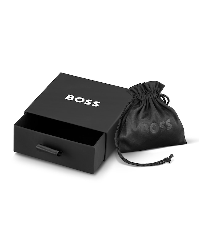 Main Image 3 of BOSS Seal Men's Brown Leather 7" Bracelet