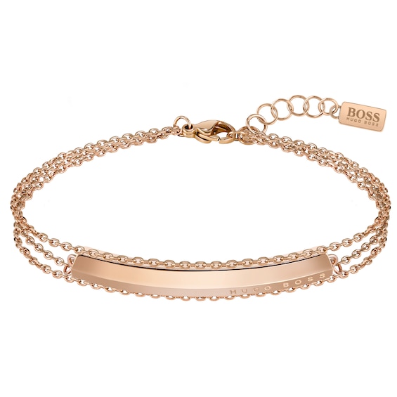 BOSS Insignia Ladies’ Rose Gold Tone Chain Bracelet