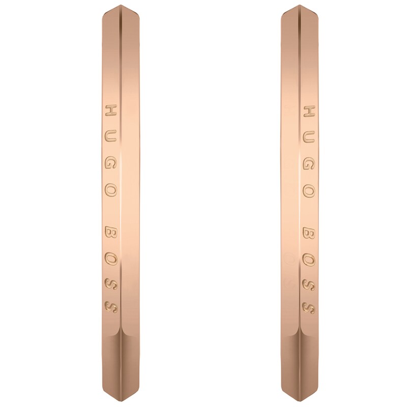 BOSS Insignia Rose Gold Plated Hoop Earrings
