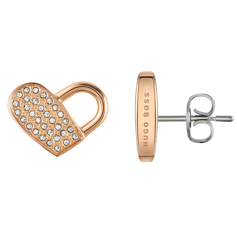 BOSS Soulmate Ladies' Rose Gold-Tone Crystal Stud Earrings