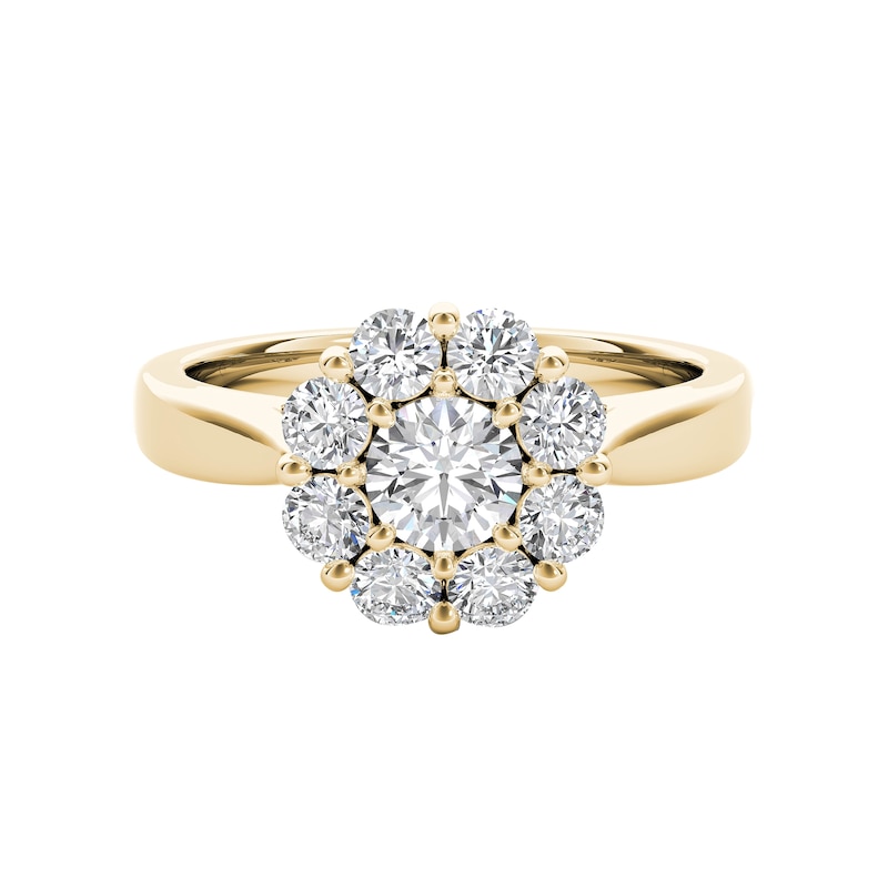 Yellow gold cluster engagement ring 