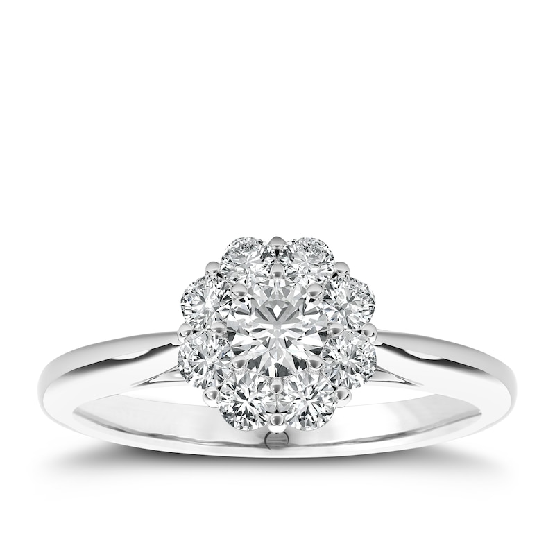 The Diamond Story Platinum 0.50ct Diamond Flower Cluster Ring