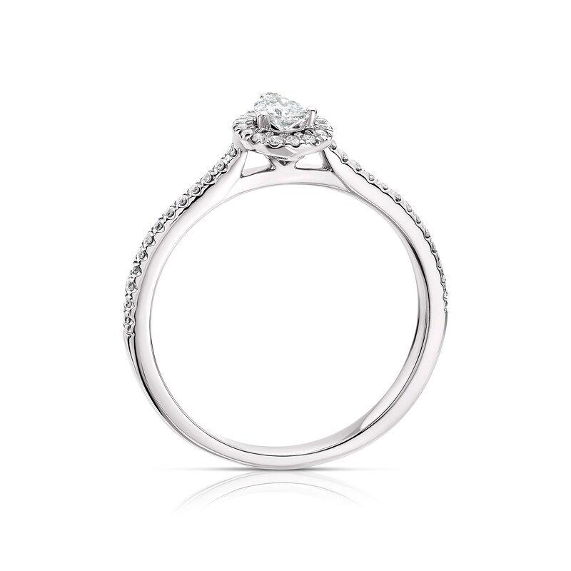 18ct White Gold 0.33ct Total Diamond Pear Shaped Halo Ring