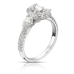 9ct White Gold 0.95ct Total Diamond Oval Halo Ring