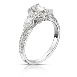 Engagement Ring 9ct White Gold 0.95ct Total Diamond Oval Halo Ring