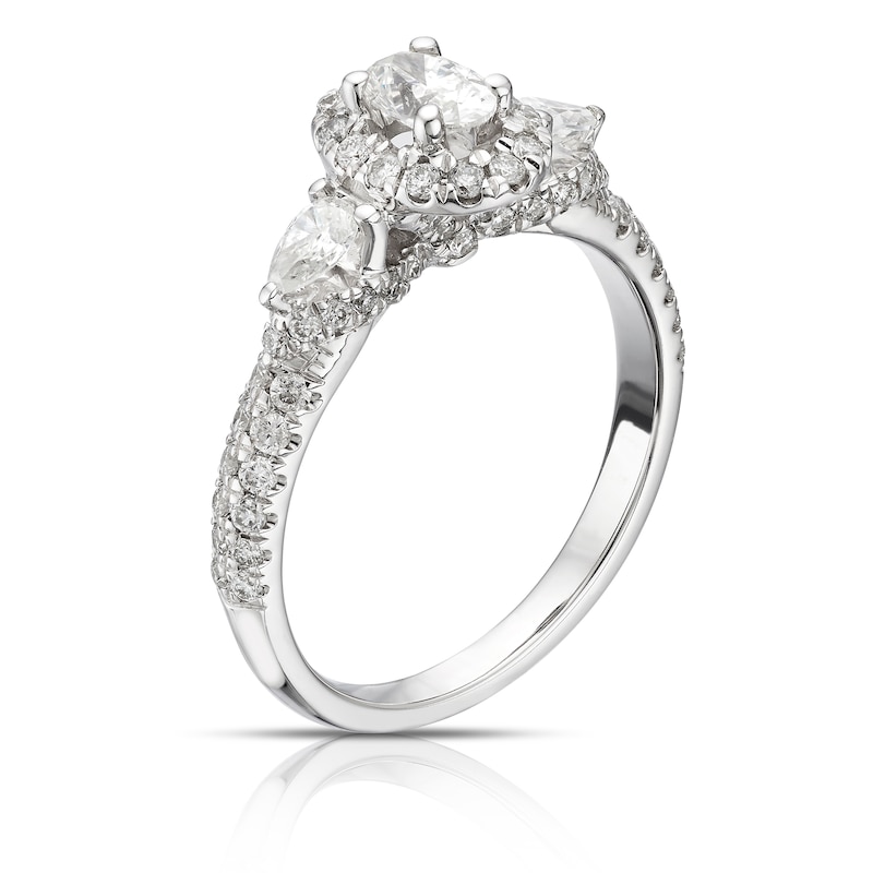 Main Image 1 of Engagement Ring 9ct White Gold 0.95ct Total Diamond Oval Halo Ring