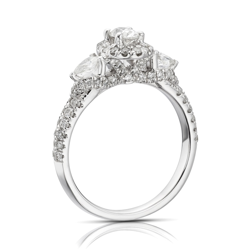 Main Image 2 of Engagement Ring 9ct White Gold 0.95ct Total Diamond Oval Halo Ring