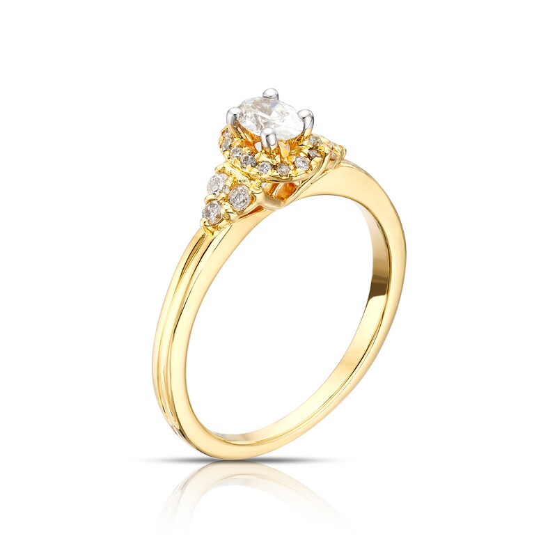 9ct Yellow Gold 0.37ct Total Diamond Oval Halo Ring