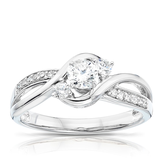 9ct White Gold 0.43ct Diamond Three Stone Ring