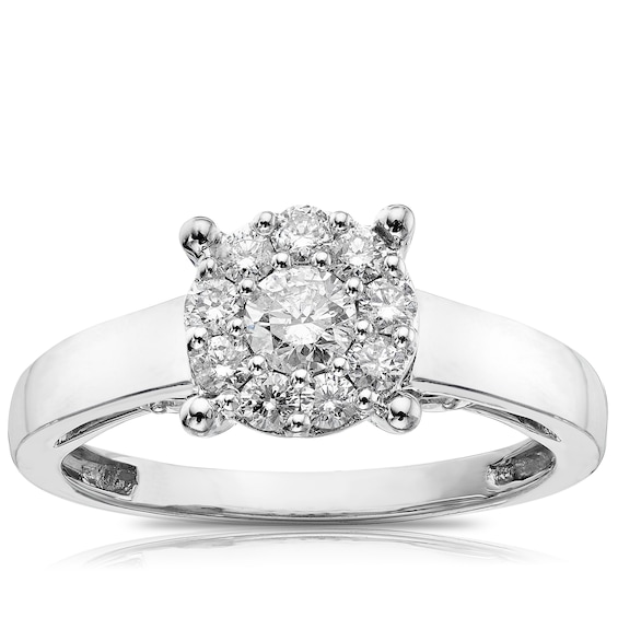 18ct White Gold 0.45ct Total Diamond Round Cluster Ring