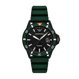 Emporio Armani Men's Green Rubber Strap Watch