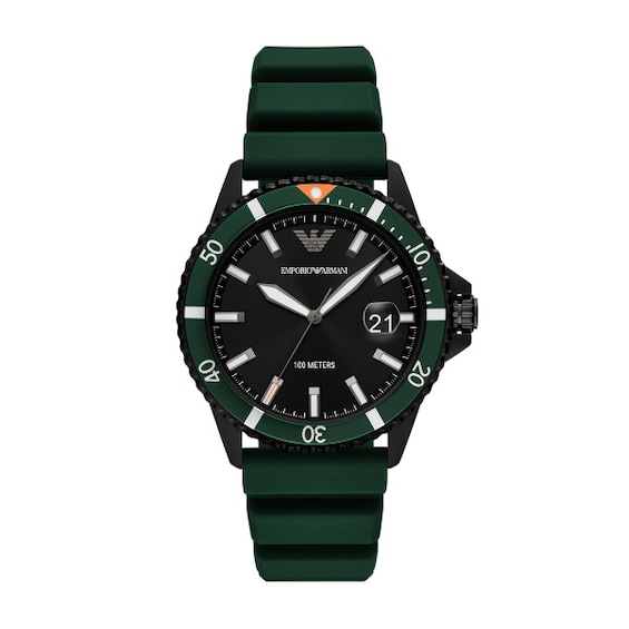 Emporio Armani Men’s Green Rubber Strap Watch