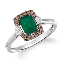 Le Vian 14ct White Gold Emerald & 0.14ct Diamond Ring