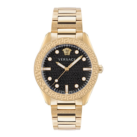 Men's Versace Greca Dome Gold Tone Ion Plated Watch