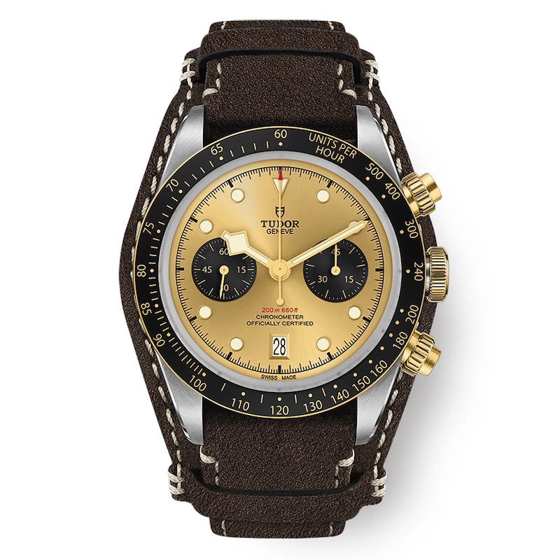 Tudor Black Bay S & G Chrono Men's Brown Leather Strap Watch